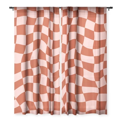 MariaMariaCreative Play Checkers Blush Single Panel Sheer Window Curtain - Deny Designs 4 MariaMariaCreative Play Checkers Blush Single Panel Sheer Window Curtain - Deny Designs - Image 2