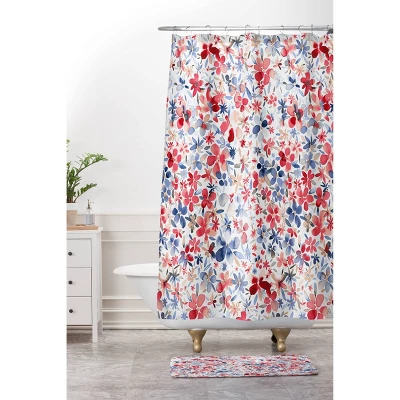 Deny Designs Ninola Design Liberty Colorful Petals Shower Curtain Red/Blue 4 Deny Designs Ninola Design Liberty Colorful Petals Shower Curtain Red/Blue - Image 2
