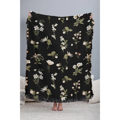 Iveta Abolina Pineberries Botanicals Black Woven Throw Blanket - Deny Designs 4 Iveta Abolina Pineberries Botanicals Black Woven Throw Blanket - Deny Designs - Image 2