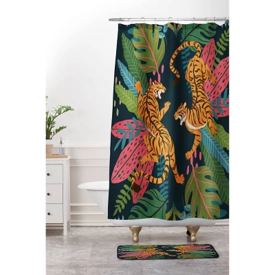 Avenie Jungle Cats Bath Mat Blue - Deny Designs 3 Avenie Jungle Cats Bath Mat Blue - Deny Designs