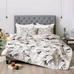 CayenaBlanca Lines Comforter Set White/Black - Deny Designs