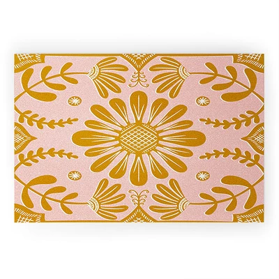 Sewzinski Boho Florals Yellow White Pink Looped Vinyl Welcome Mat - Society6 8 Sewzinski Boho Florals Yellow White Pink Looped Vinyl Welcome Mat - Society6 - Image 6
