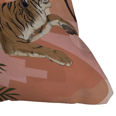 16"x16" Laura Graves Easy Tiger Throw Pillow Pink - Deny Designs 4 16"x16" Laura Graves Easy Tiger Throw Pillow Pink - Deny Designs - Image 2