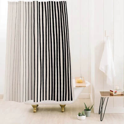 Vertical Lines Shower Curtain Black - Deny Designs 3 Vertical Lines Shower Curtain Black - Deny Designs
