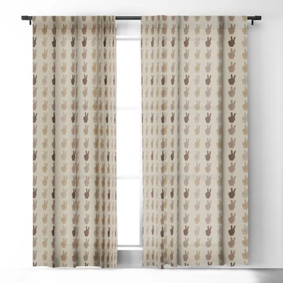 Iveta Abolina Peace Hands Tan 64" X 50" Single Panel Room Darkening Window Curtain - Deny Designs 3 Iveta Abolina Peace Hands Tan 64" X 50" Single Panel Room Darkening Window Curtain - Deny Designs