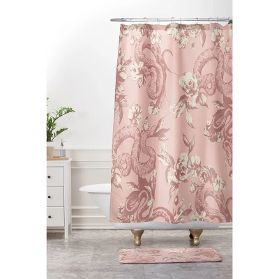 24" X 36" Floral Snake Blush Bath Rug Pink - Deny Designs 3 24" X 36" Floral Snake Blush Bath Rug Pink - Deny Designs