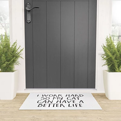 EnvyArt Cat Better Life Looped Vinyl Welcome Mat - Society6 3 EnvyArt Cat Better Life Looped Vinyl Welcome Mat - Society6