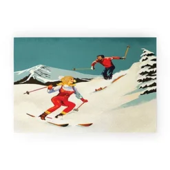 The Whiskey Ginger Retro Skiing Couple Welcome Mat - Society6 -Home Decor Store GUEST a95d991a 0e3d 4492 8a4e d5fac323fb38