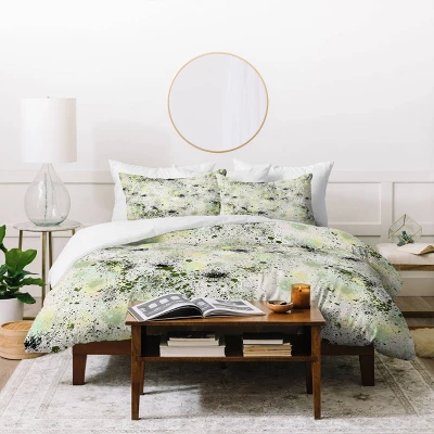 Ninola Design Ink Splatter Lime Banana Duvet Cover & Sham Set - Deny Designs 4 Ninola Design Ink Splatter Lime Banana Duvet Cover & Sham Set - Deny Designs - Image 2