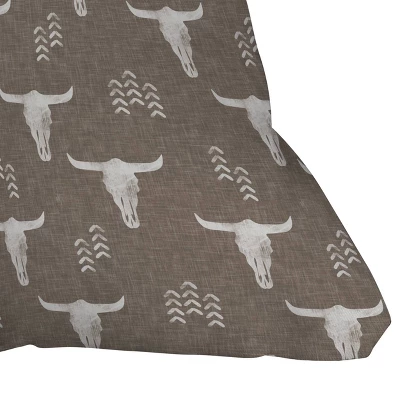 18"x18" Deny Designs Little Arrow Design Co Cow Skull Outdoor Throw Pillow Taupe 4 18"x18" Deny Designs Little Arrow Design Co Cow Skull Outdoor Throw Pillow Taupe - Image 2