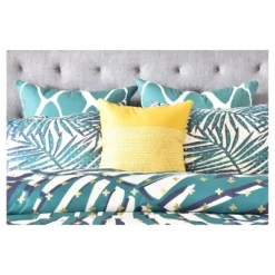 Yellow/Geometric Jacqueline Maldonado Riverside Throw Pillow - (20"x20") - Deny Designs: Modern Indoor Decorative Cushion, Zipper Closure