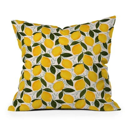 Avenie Mediterranean Summer Lemons Outdoor Throw Pillow Yellow - Deny Designs 5 Avenie Mediterranean Summer Lemons Outdoor Throw Pillow Yellow - Deny Designs - Image 3