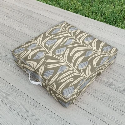 Alisa Galitsyna Bellflower Pattern Cream Olive Outdoor Floor Cushion - Deny Designs 3 Alisa Galitsyna Bellflower Pattern Cream Olive Outdoor Floor Cushion - Deny Designs