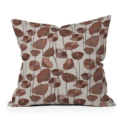 26"x26" Deny Designs Valentina Ramos Poppies Mocha Mousse Square Outdoor Throw Pillow Brown 6 26"x26" Deny Designs Valentina Ramos Poppies Mocha Mousse Square Outdoor Throw Pillow Brown - Image 4
