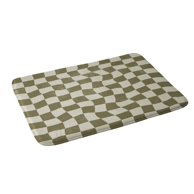 Warped Checkerboard Memory Foam Bath Mat - Deny Designs 3 Warped Checkerboard Memory Foam Bath Mat - Deny Designs
