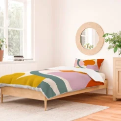 Deny Designs Lane And Lucia Rainbow Collage Duvet Cover Bedding Set Cream