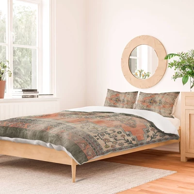 Deny Design Little Arrow Design Co Turkish Floral Orange Olive Duvet Cover Set Green 3 Deny Design Little Arrow Design Co Turkish Floral Orange Olive Duvet Cover Set Green