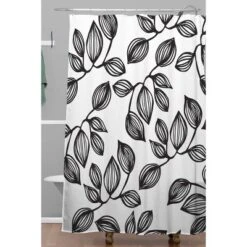 Julia Da Rocha Leaves Shower Curtain Black/White - Deny Designs