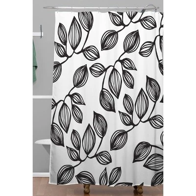Julia Da Rocha Leaves Shower Curtain Black/White - Deny Designs 3 Julia Da Rocha Leaves Shower Curtain Black/White - Deny Designs