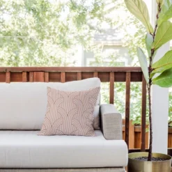 Deny Designs Marta Barragan Camarasa Retro Lines Square Outdoor Throw Pillow Beige