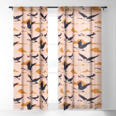 Nika Geese Flight Together Single Panel Sheer Window Curtain - Deny Designs 3 Nika Geese Flight Together Single Panel Sheer Window Curtain - Deny Designs