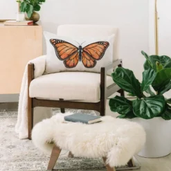 23"x14" Avenie Monarch Butterfly Lumbar Throw Pillow - Deny Designs: Indoor Decorative Accent