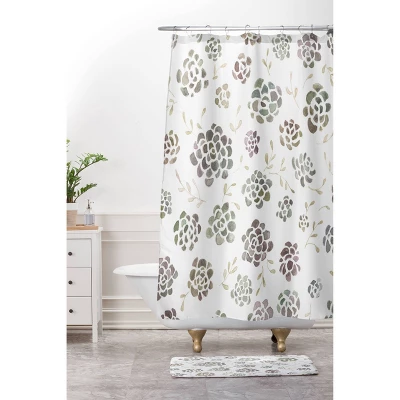 Kelli Murray Succulents Shower Curtain Green/Brown - Deny Designs 4 Kelli Murray Succulents Shower Curtain Green/Brown - Deny Designs - Image 2