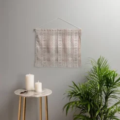 Large Little Arrow Design Co Rust Stone Mudcloth Geometric Fiber Wall Hanging - Deny Designs