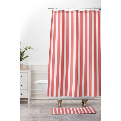 June Journal Calming Ocean Waves Shower Curtain Red - Deny Designs 4 June Journal Calming Ocean Waves Shower Curtain Red - Deny Designs - Image 2