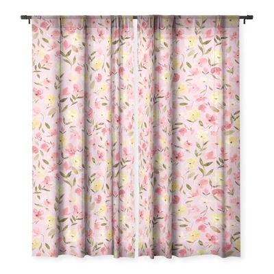 Ninola Design Fresh Flowers Pink Single Panel Sheer Window Curtain - Deny Designs 4 Ninola Design Fresh Flowers Pink Single Panel Sheer Window Curtain - Deny Designs - Image 2