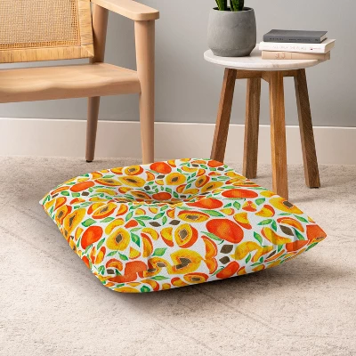 Cat Coquillette Peaches Green Leaves Square Floor Pillow - Deny Desings 5 Cat Coquillette Peaches Green Leaves Square Floor Pillow - Deny Desings - Image 3