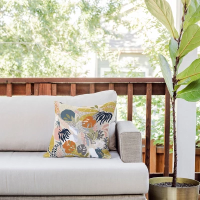 16"x16" Deny Designs Dominique Vari Words Tropical Foliage Pattern Square Outdoor Throw Pillow 4 16"x16" Deny Designs Dominique Vari Words Tropical Foliage Pattern Square Outdoor Throw Pillow - Image 2