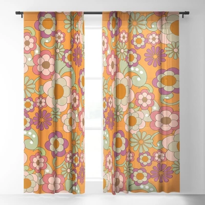 Mirimo Nostalgic 70s In Orange Single Panel Sheer Window Curtain - Deny Designs 3 Mirimo Nostalgic 70s In Orange Single Panel Sheer Window Curtain - Deny Designs