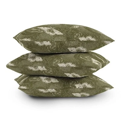 26"x26" Deny Designs Avenie Midnight Blooms Shaded Lichen Square Outdoor Throw Pillow Green 5 26"x26" Deny Designs Avenie Midnight Blooms Shaded Lichen Square Outdoor Throw Pillow Green - Image 3