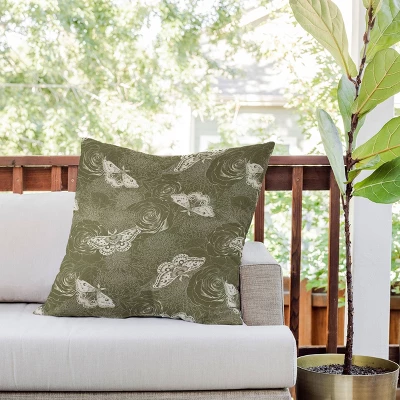 26"x26" Deny Designs Avenie Midnight Blooms Shaded Lichen Square Outdoor Throw Pillow Green 4 26"x26" Deny Designs Avenie Midnight Blooms Shaded Lichen Square Outdoor Throw Pillow Green - Image 2