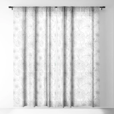 Emanuela Carratoni Line Art Floral Theme Single Panel Sheer Window Curtain - Deny Designs 3 Emanuela Carratoni Line Art Floral Theme Single Panel Sheer Window Curtain - Deny Designs - Image 2
