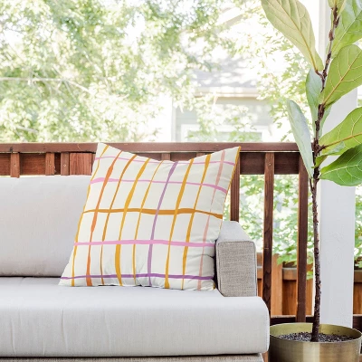 20"x20" Deny Designs D'Annick Summer Lines Square Outdoor Throw Pillow Orange: Abstract Design, Polyester Fill, Spot Clean 3 20"x20" Deny Designs D'Annick Summer Lines Square Outdoor Throw Pillow Orange: Abstract Design, Polyester Fill, Spot Clean