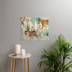 22" X 16" Small 83 Oranges Tropical And Tigers Fiber Wall Hanging - Deny Designs