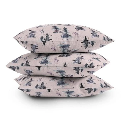 16"x16" Ninola Design Deers And Trees Forest Square Throw Pillow Pink - Deny Designs: Indoor Abstract Decor 4 16"x16" Ninola Design Deers And Trees Forest Square Throw Pillow Pink - Deny Designs: Indoor Abstract Decor - Image 2