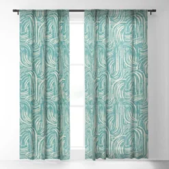 Holli Zollinger Kikka Teal 50" X 64" Single Panel Sheer Window Curtain - Deny Designs