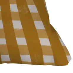 26"x26" Deny Designs Menina Lisboa Checkers Square Outdoor Throw Pillow Yellow