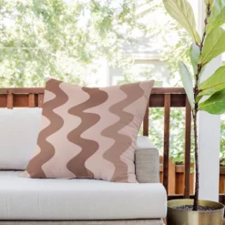 26"x26" Deny Designs Angela Minca Squiggly Lines Mocha Mousse Square Outdoor Throw Pillow Brown -Home Decor Store GUEST fa28059c b955 4c9e aefd a73da2f08bde