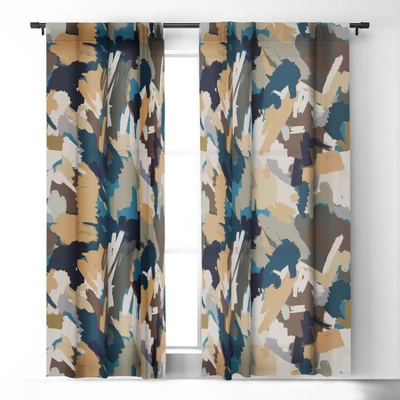 Ninola Design Artistic Texture Blue Gold 84" X 50" Single Panel Blackout Window Curtain - Deny Designs 3 Ninola Design Artistic Texture Blue Gold 84" X 50" Single Panel Blackout Window Curtain - Deny Designs