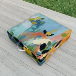 Lunetricotee Garden With Sea View And Olive Tree Outdoor Floor Cushion - Deny Designs