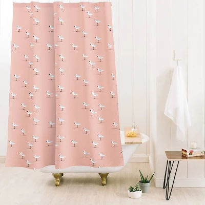 Little Arrow Sandpipers Shower Curtain Pink - Deny Designs 3 Little Arrow Sandpipers Shower Curtain Pink - Deny Designs
